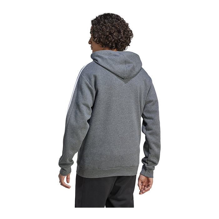 Adidas-M-3-Stripes-Fleece-Hoodie-Dark-Grey-Heather-Abbigliamento-Tempo-Libero-Uomo