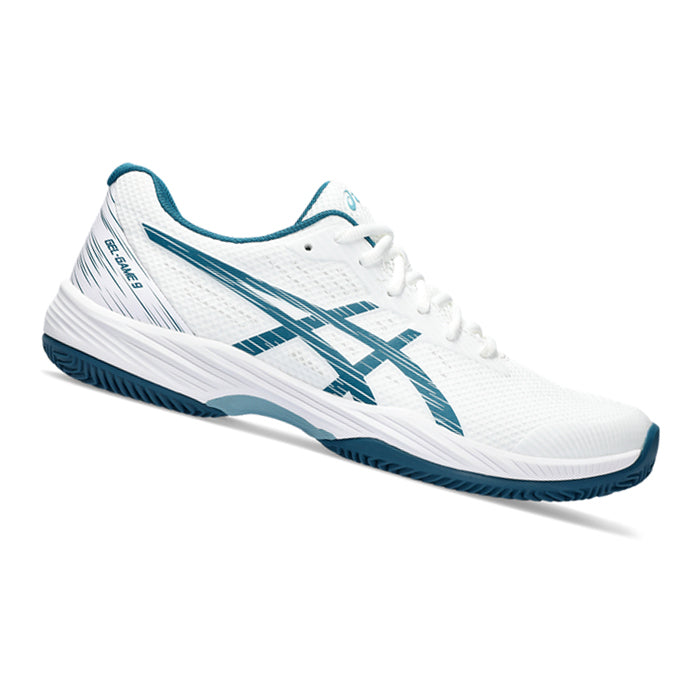 Gel-Game-9-Clay-OC-Asics-White-Restful-Teal-Scarpa-da-Tennis-Uomo