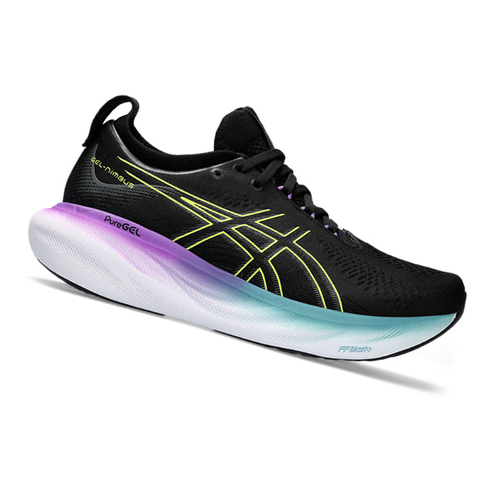 Gel-Nimbus-25-Asics-Black-Glow-Yellow-Scarpa-da-Running-Donna