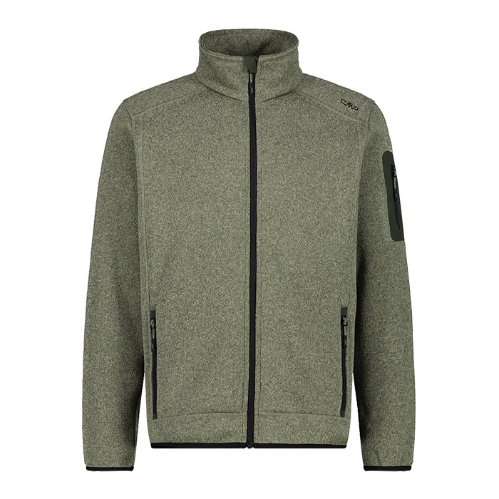Man-Jacket-Knitted-CMP-Kaki-Oil-Green-Giacca-in-Pile-Uomo