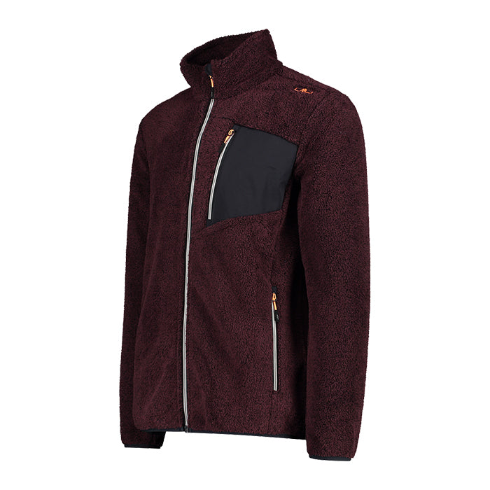 Man-Jacket-Melange-Highloft-Burgundy-Antracite-Giacca-in-Pile-Uomo-CMP