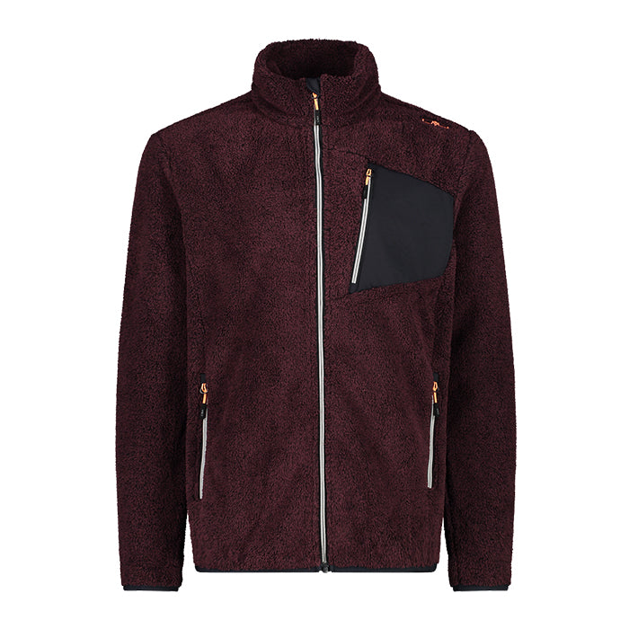 Man-Jacket-Melange-Highloft-CMP-Burgundy-Antracite-Giacca-in-Pile-Uomo