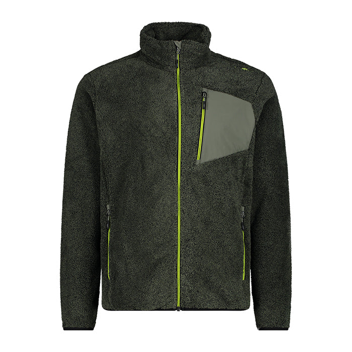 Man-Jacket-Melange-Highloft-CMP-Kaki-Acido-Giacca-in-Pile-Uomo