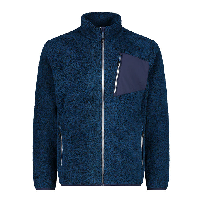 Man-Jacket-Melange-Highloft-CMP-Petrol-Blue-Giacca-in-Pile-Uomo
