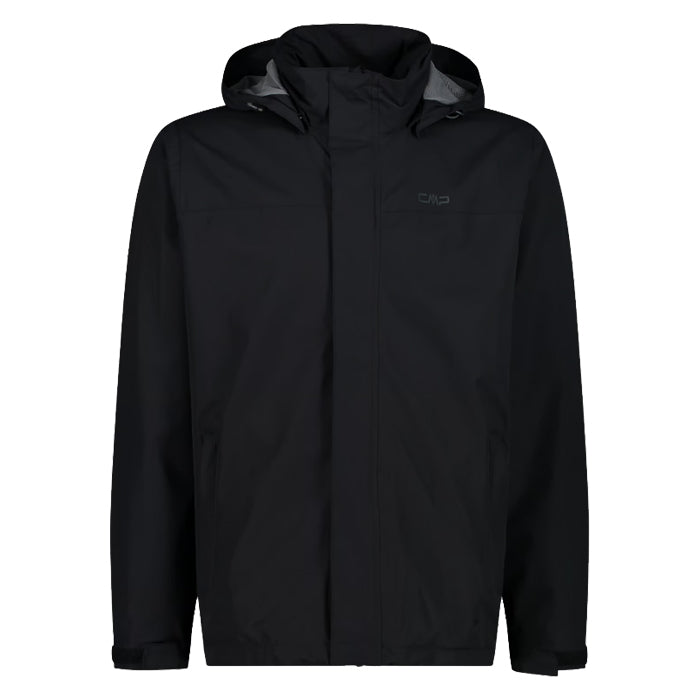 Man-Jacket-Snaps-Hood-CMP-Black-Giacca-Impermeabile-Uomo