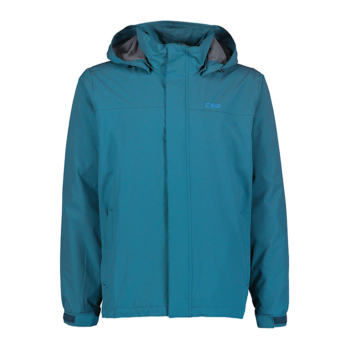 Man-Jacket-Snaps-Hood-CMP-Deep-Lake-Giacca-Impermeabile-Uomo