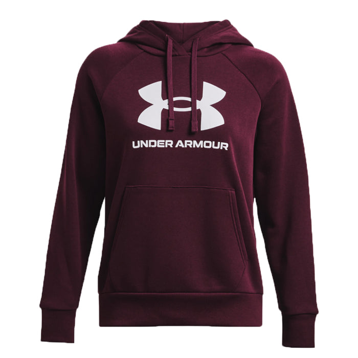Rival-Fleece-Big-Logo-Hoodie-Under-Armour-Dark-Maroon-Abbigliamento-Tempo-Libero-Donna