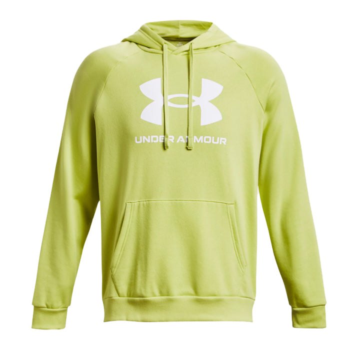 Rival-Fleece-Logo-Hoodie-Under-Armour-Lime-Yellow-Abbigliamento-Tempo-Libero-Uomo