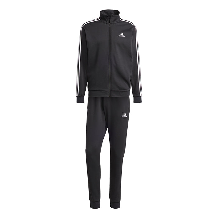 Tuta-Basic-3-Stripes-Fleece-Adidas-Black-White-Abbigliamento-Tempo-Libero-Uomo