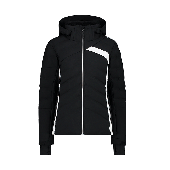 Woman-Jacket-Zip-Hood-CMP-Black-White-Giacca-da-Scii-Donna-33W0676-U901