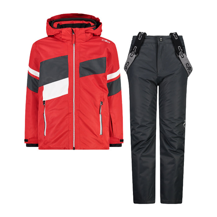 Tuta Sci CMP Bambino Giacca e Pantalone Rosso Nero Bianco Completo da –  gellisport