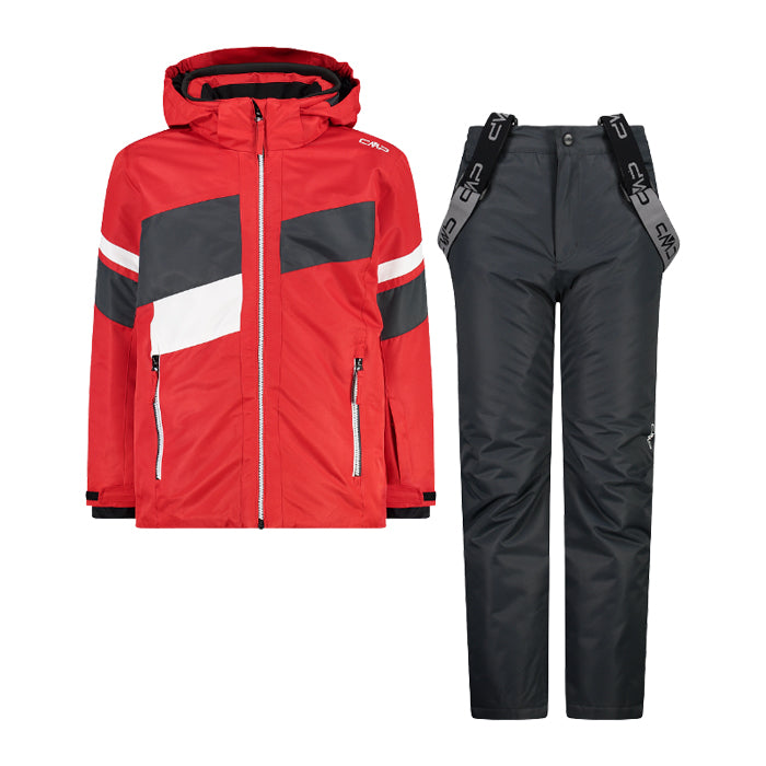 CMP Tuta Sci Bambino Giacca e Pantalone Rosso Nero Bianco Completo da Sci Bambino 8059342522