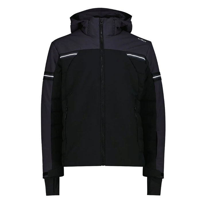 Giacca-da-Sci-Uomo-Grey-Black-Man-Jacket-Zip-CMP-Hood-35W0087-U901