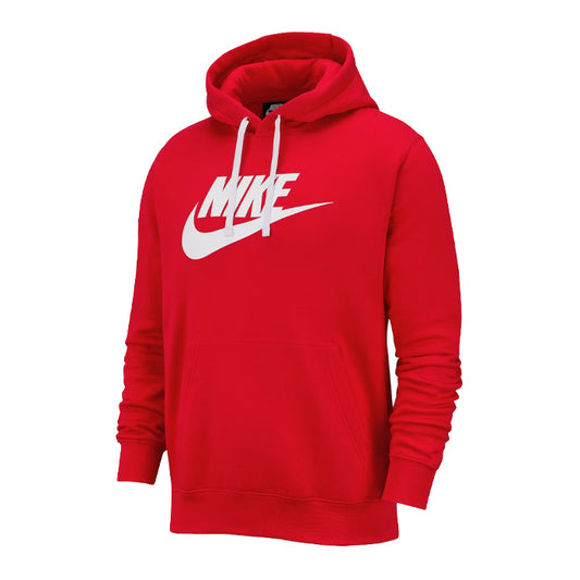 Nike-Sportswear-Club-Fleece-Hoodie-University-Red-White-Felpa-Tempo-Libero-Uomo