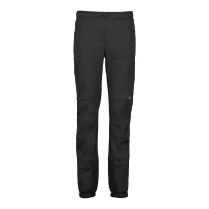 Pantaloni da trekking CMP Softshell Men Pant neri da uomo, ideali per la montagna e climi freddi, con dettagli tecnici visibili.