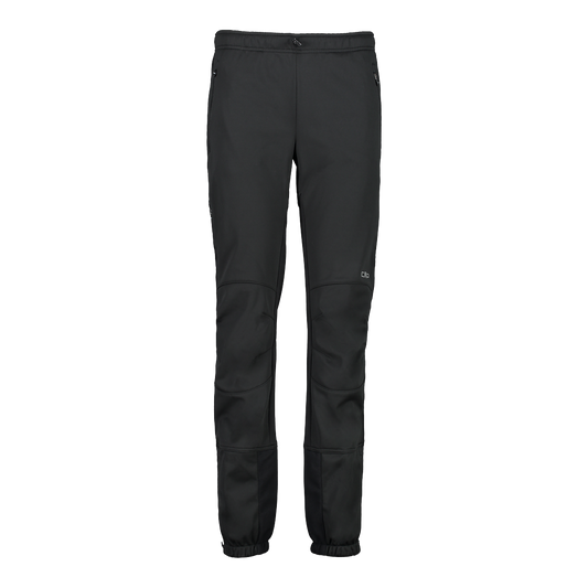 Pantaloni da trekking CMP Softshell Men Pant neri da uomo, ideali per la montagna e climi freddi, con dettagli tecnici visibili.