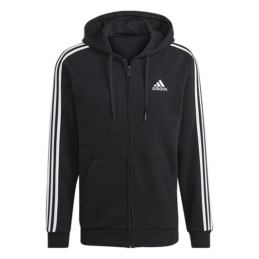Felpa-Adidas-Hoodie-Essentials-Fleece-3-Stripes-Full-Zip-Nero-Felpa-Uomo