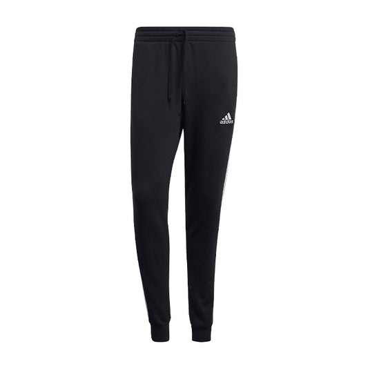 Pantaloni-Felpati-Adidas-Adidas-Essentials-Fleece-Fitted-3-Stripes-Black-White-Pantaloni-Tempo-Libero-Uomo