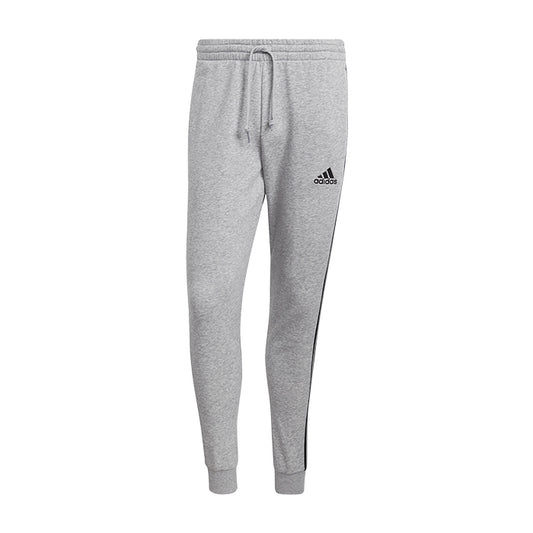 Pantaloni-Felpati-Adidas-Adidas-Essentials-Fleece-Fitted-3-Stripes-Mgreyh-Black-Pantaloni-Tempo-Libero-Uomo